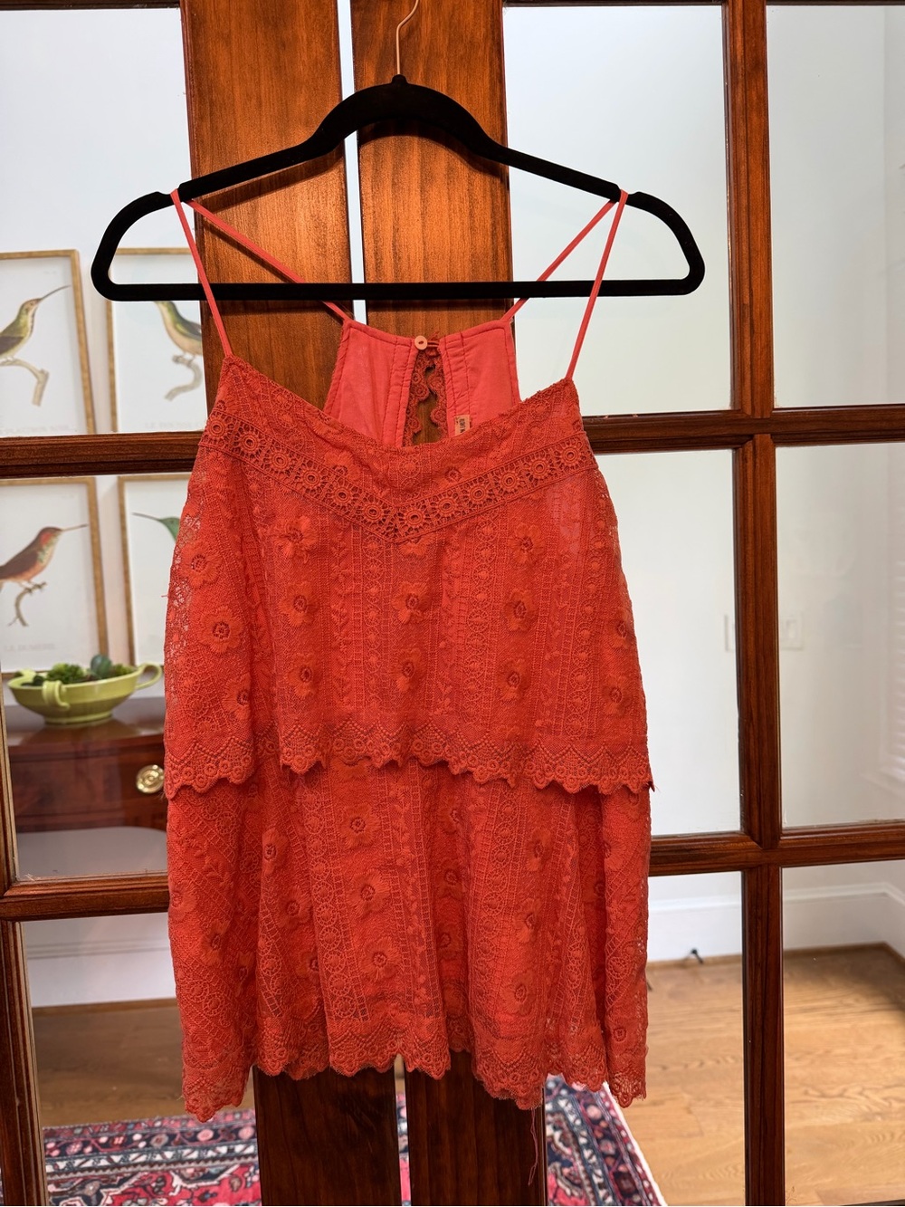 Women's Coral Lace Tiered Tank Top